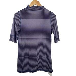 Vince Blue and Gray Striped mock Turtleneck large